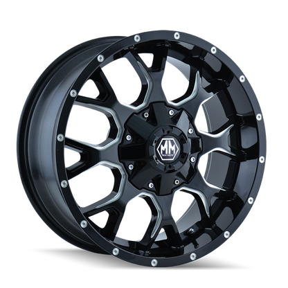 Mayhem 8015 Warrior 20x9 / 6x135 BP / -8mm Offset / 106mm Hub Black w/ Milled Spokes Wheel