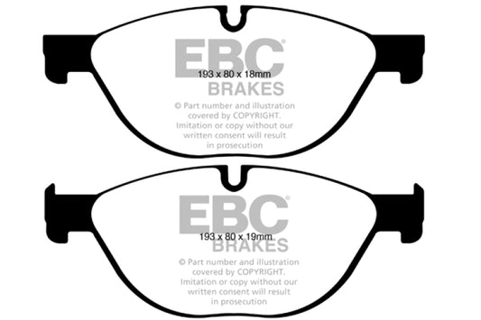 EBC 12-13 BMW 528 2.0 Turbo (F10) Performance Greenstuff Front Brake Pads