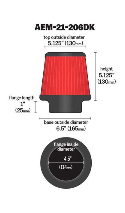 AEM 4.50 in Short Neck 5 in Element Filter