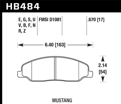 Hawk 05-10 Ford Mustang GT & V6 / 07-08 Shelby GT Performance Ceramic Street Front Brake Pads