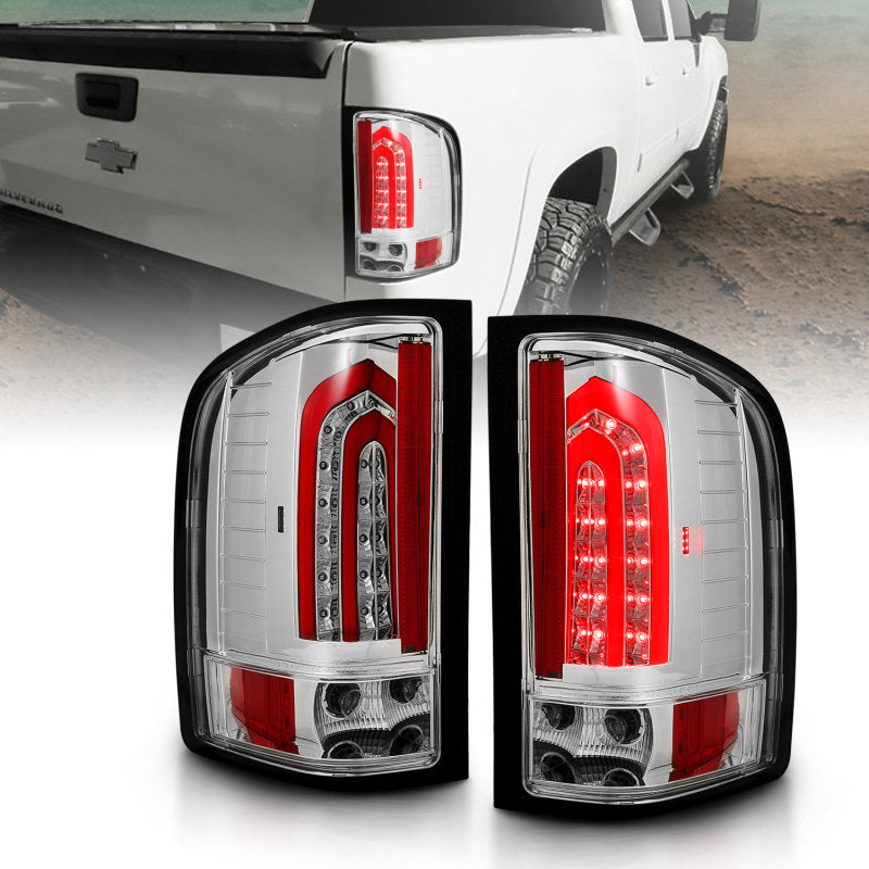 ANZO 2007-2013 Chevrolet Silverado 1500 LED Taillights Chrome