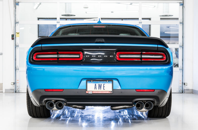 AWE Tuning 2015+ Dodge Challenger 6.4L/6.2L Non-Resonated Touring Edition Exhaust - Quad Silver Tips - Precision R