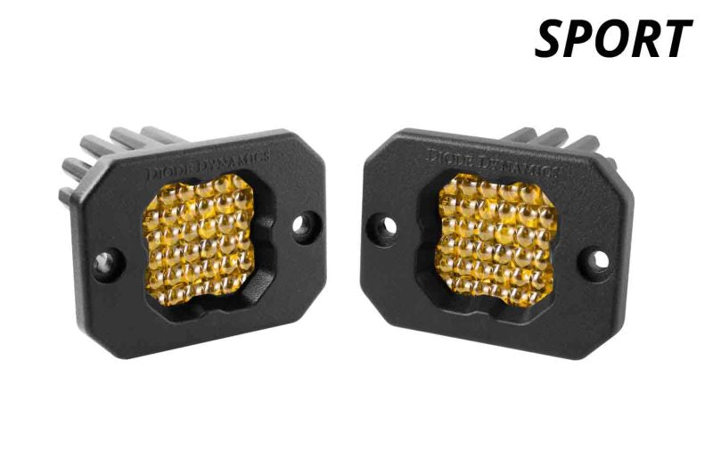 Diode Dynamics Stage Series C1 LED Pod Sport - Yellow Flood Flush ABL (Pair)