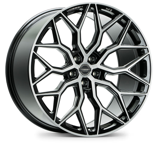 Vossen HF-2 22x10.5 / 5x112 / ET30 / Deep Face / 66.5 - Brushed Gloss Black Wheel