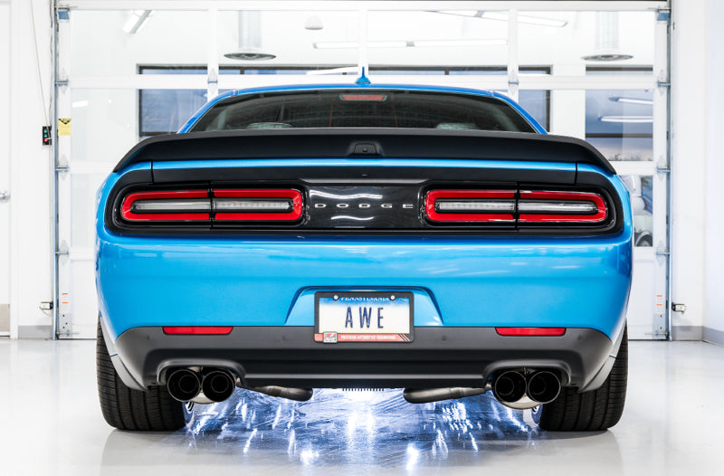 AWE Tuning 2015+ Dodge Challenger 6.4L/6.2L Non-Resonated Touring Edition Exhaust - Quad Black Tips - Precision R