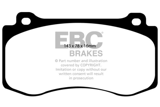 EBC 05-10 Chrysler 300C 6.1 SRT8 Yellowstuff Front Brake Pads (Excl 6 Piston Calipers)