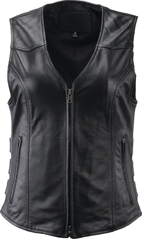 Kuryakyn Leather By River Road Plains Leather Vest Black Womens - Small