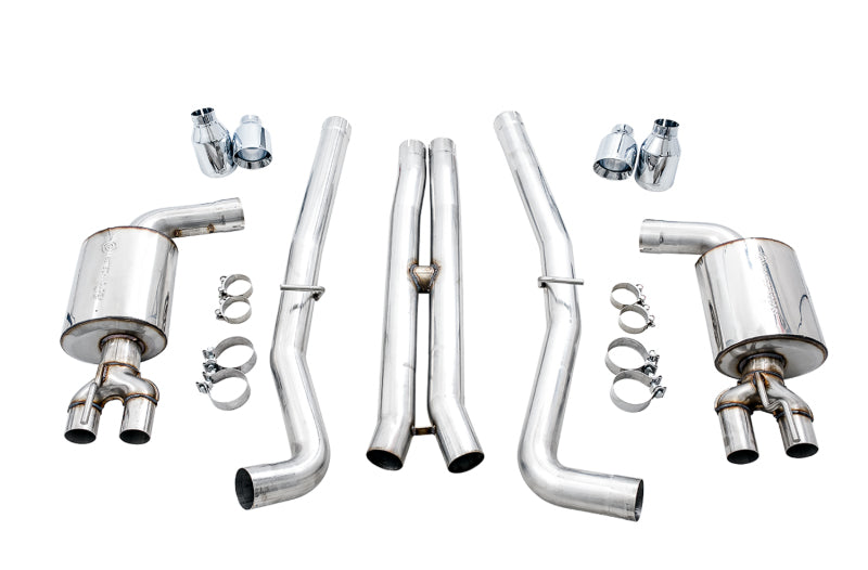 AWE Tuning 2015+ Dodge Challenger 6.4L/6.2L Non-Resonated Touring Edition Exhaust - Quad Silver Tips - Precision R