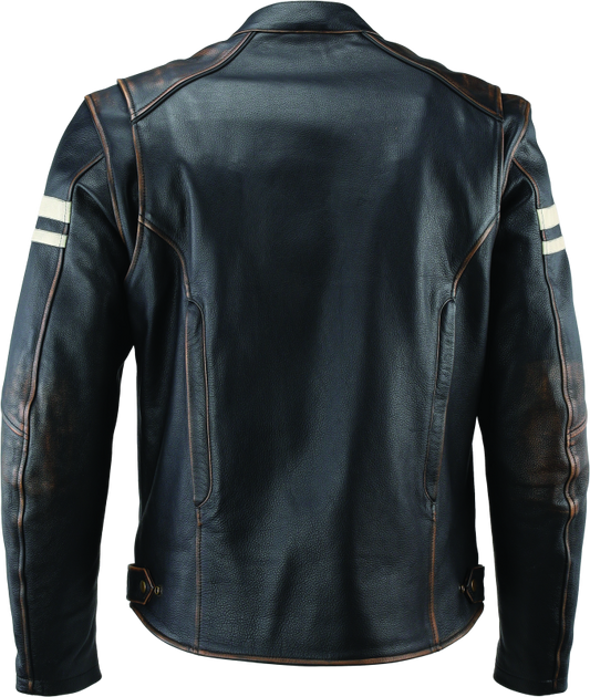 River Road Hoodlum Vintage Leather Jacket Black - Small