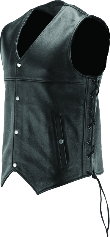 River Road Old Skool Leather Vest Black - Large