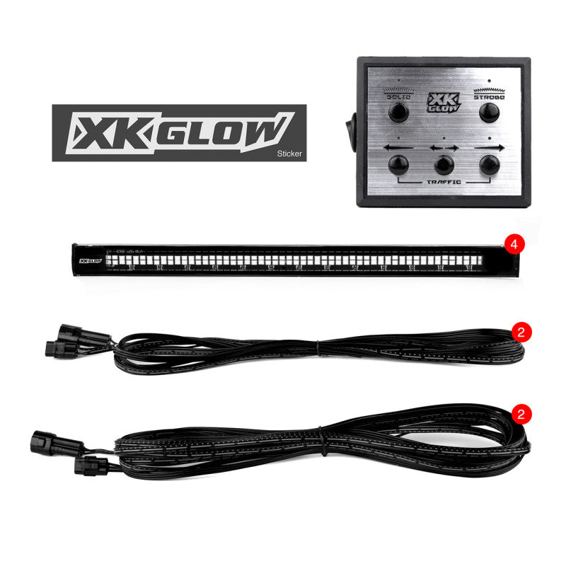 XK Glow tube Strobe Lights w/ Traffic Modes Ultra LEDs Multiple Modes + Solid On -White 4pc 12in