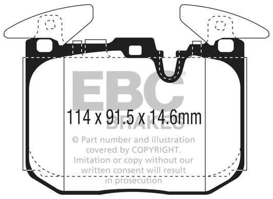 EBC 2014+ BMW I8 1.5L Turbo/Electric Yellowstuff Front Brake Pads