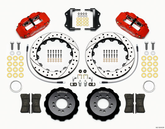 Wilwood Narrow Superlite 6R Front Hat Kit 12.88in Drill Red 2013-Up Ford Focus ST w/ Lines