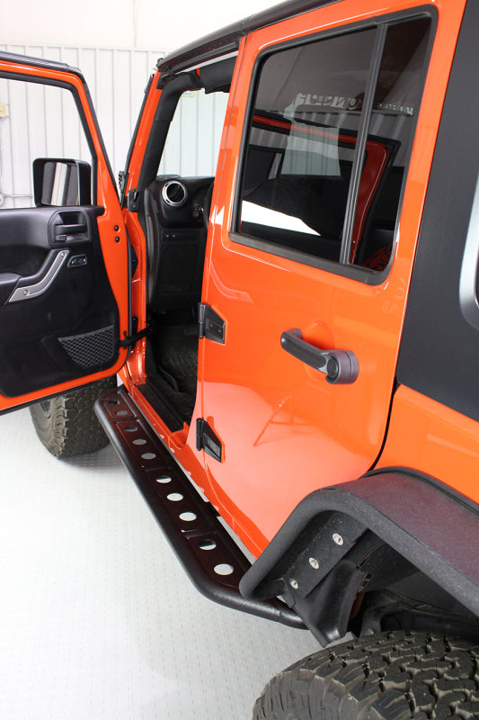 Fishbone Offroad 07-18 Jeep Wrangler JK 4 Door Steel Side Steps - Black Textured Powdercoat