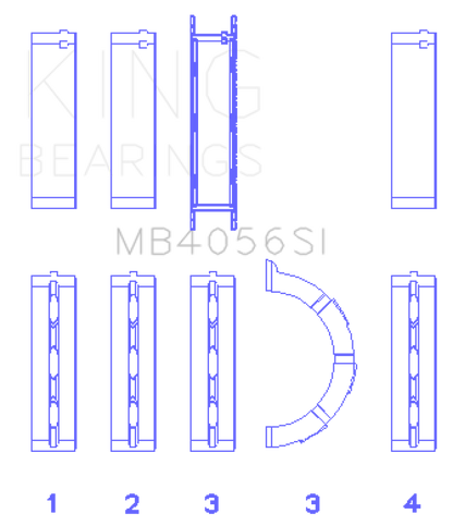 King 97-07 Ford 2.5L/2.9L/3.0L (Size 0.25) Main Bearing Set