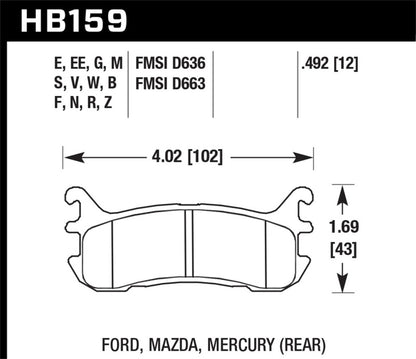 Hawk 94-05 Miata / 01-05 Normal Suspension HPS Street Rear Brake Pads (D636)