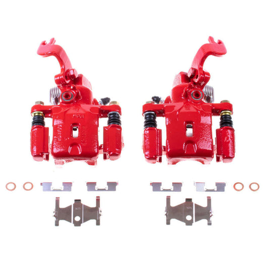 Power Stop 96-00 Hyundai Elantra Rear Red Calipers w/Brackets - Pair