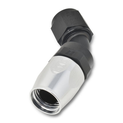 Russell Performance -10 AN Black/Silver 45 Degree Full Flow Hose End