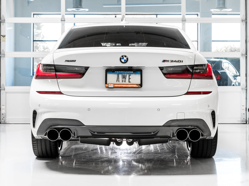 AWE Tuning 2019+ BMW M340i (G20) Resonated Touring Edition Exhaust - Quad Chrome Silver Tips - Precision R