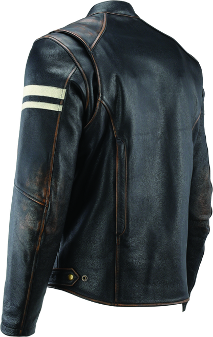 River Road Hoodlum Vintage Leather Jacket Black - Small