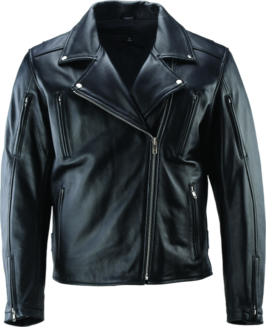 River Road Ironclad Classic Leather Jacket Black - 4XL