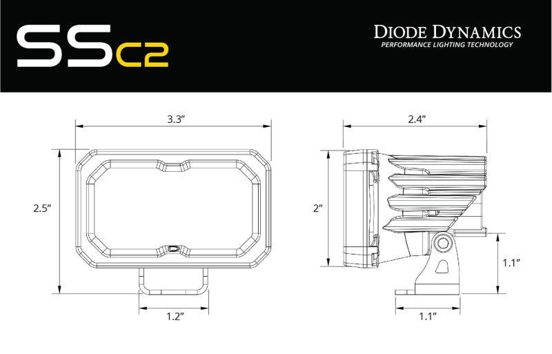 Diode Dynamics Stage Series 1 In Roll Bar Chase Light Kit SSC2 Sport - Yellow (Pair)