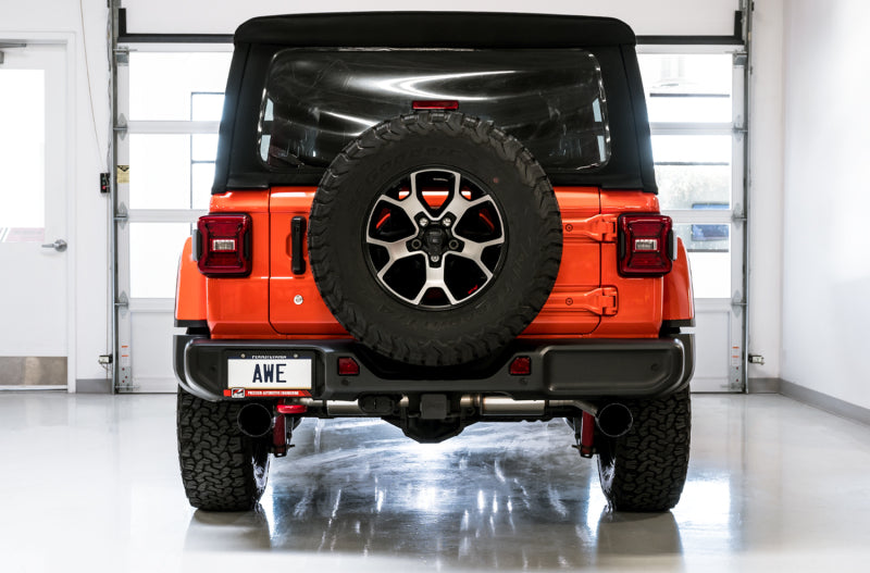 AWE Tuning 2018+ Jeep Wrangler JL/JLU Tread Edition Axle-Back Dual Exhaust - Diamond Black Tips - Precision R