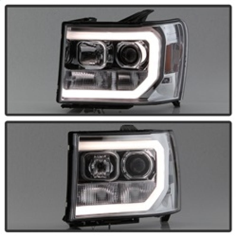 Spyder GMC Sierra 1500/2500/3500 07-13 V2 Projector Headlights - Chrome PRO-YD-GS07V2-LBDRL-C