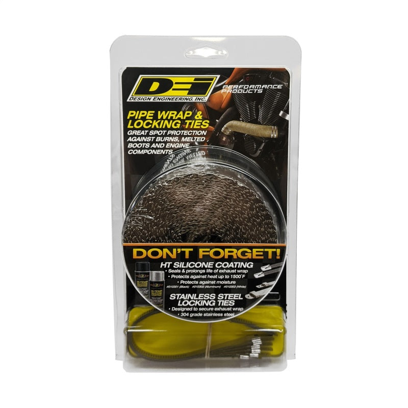 DEI Exhaust Wrap Kit - Pipe Wrap and Locking Tie - Titanium