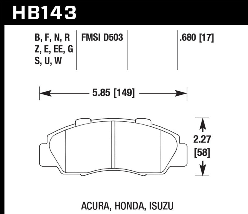 Hawk 97-98 Acura CL 3.0L Base Front ER-1 Brake Pads