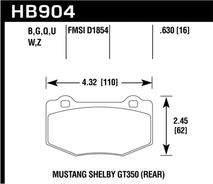 Hawk 15-17 Ford Mustang DTC-60 Compound Rear Brake Pads