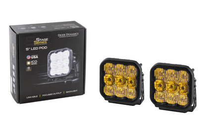 Diode Dynamics SS5 LED Pod Sport - Yellow Flood (Pair)