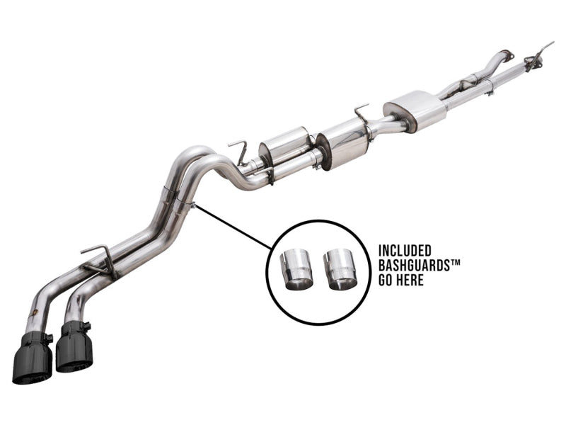 AWE 16-22 Toyota Tacoma 0FG Catback Exhaust w/ BashGuard - Dual Diamond Black Tips - Precision R