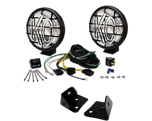 KC HiLiTES 07-18 Jeep JK 6in Apollo Pro Halogen 2-Light Sys Pillar Mount (100W Spot Beam)