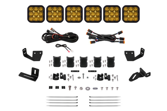 Diode Dynamics Prinsu/Sherpa Roof Racks- SS5 6-Pod CrossLink Mounting Kit - Pro Yellow Driving