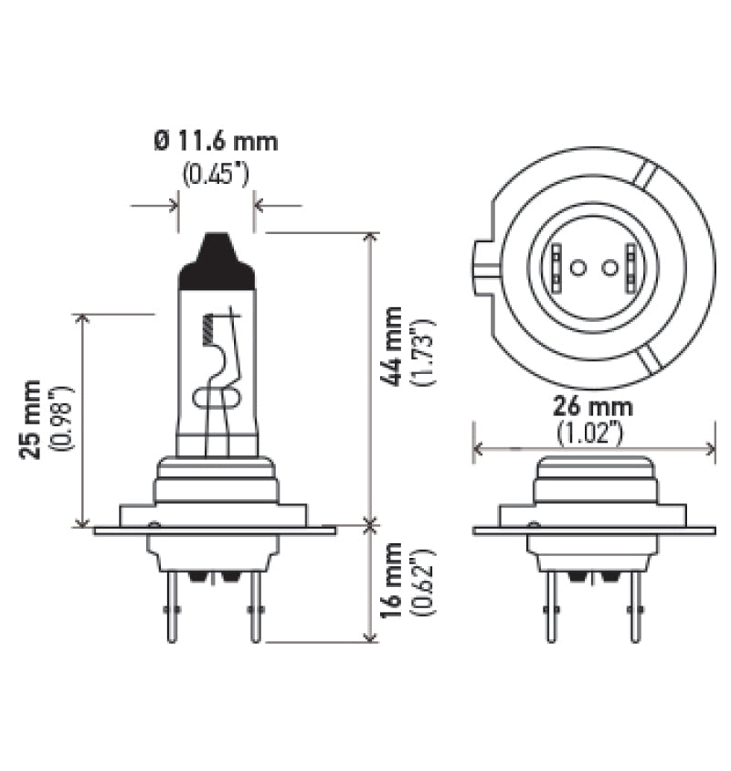 Hella H7 12V 55W PX26D HP 2.0 Halogen Bulbs