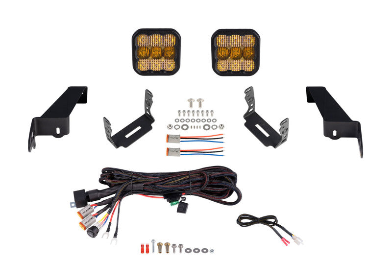 Diode Dynamics 18-21 Jeep JL Wrangler SS5 Bumper LED Pod Light Kit - Yellow Pro Combo