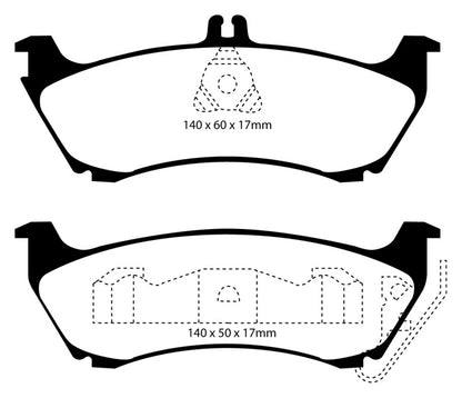 EBC 99-02 Mercedes-Benz M-Class (ML) ML320 3.2 Redstuff Rear Brake Pads