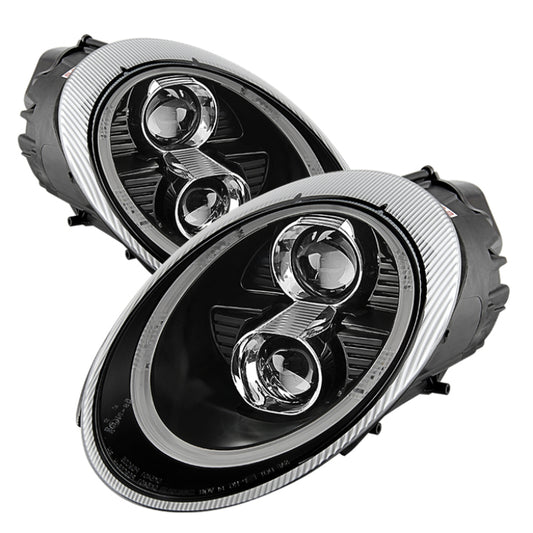 Spyder Porsche 911 997 2005-2009 Projector Headlights Halogen Model DRL LED Blk PRO-YD-P99705-DRL-BK