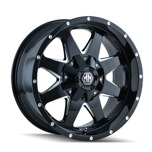 Mayhem 8040 Tank 20x9 / 5x114.3 BP / -12mm Offset / 87mm Hub Black w/ Milled Spokes Wheel