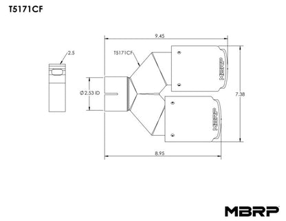 MBRP Universal Carbon Fiber Dual Tip 3.5in OD/2.5in Inlet