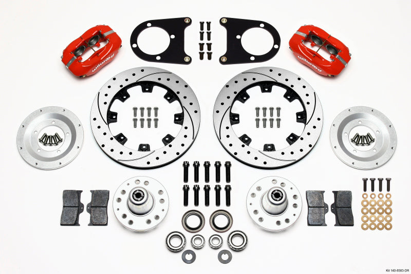 Wilwood Forged Dynalite Front Kit 12.19in Drilled Red 37-48 Ford Psgr. Car Spindle