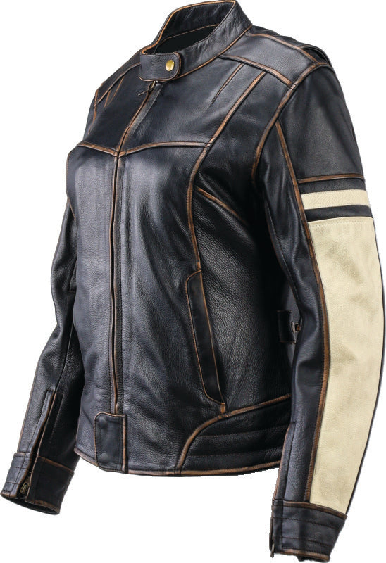 Kuryakyn Leather By River Road Dame Vintage Leather Jacket Black Womens - Small