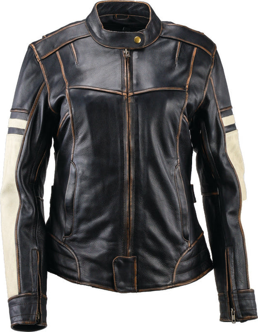 Kuryakyn Leather By River Road Dame Vintage Leather Jacket Black Womens - Small