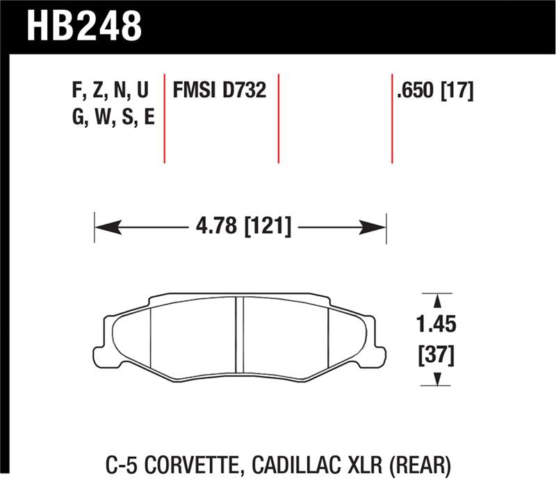 Hawk 97-12 Corvette/01-04 Z06/05-09 Z51 HT-10 Race Rear Brake Pads