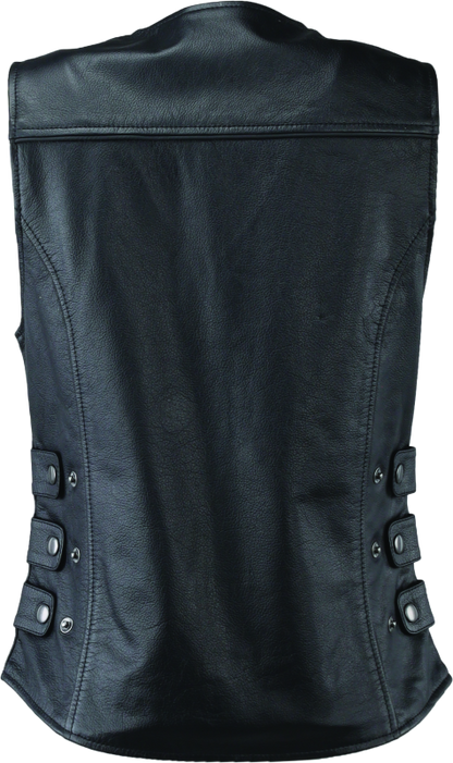 River Road Plains Leather Vest Black Womens - Small