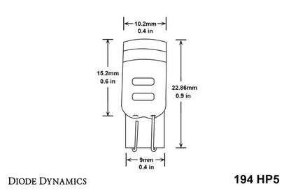 Diode Dynamics 194 LED Bulb HP5 LED Pure - White Short (Pair)