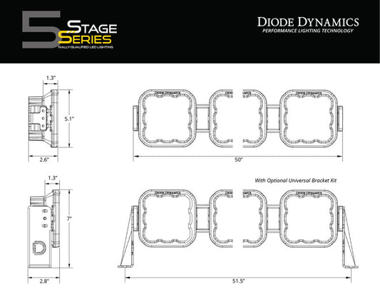 Diode Dynamics SS5 Pro Universal CrossLink 8-Pod Lightbar - Yellow Combo