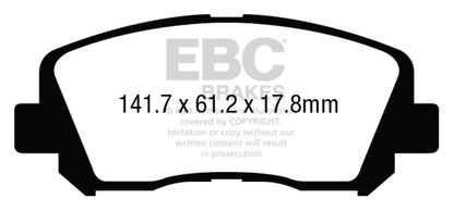 EBC 15+ Chrysler 200 2.4 Redstuff Front Brake Pads