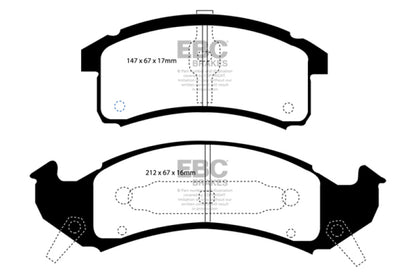 EBC 92-93 Buick Le Sabre (FWD) 3.8 Yellowstuff Front Brake Pads